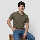 Men Olive Green Polo Neck Polo T-Shirt, Olive, small