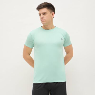 Men's Mint Green Crew Neck Athleisure T-Shirt