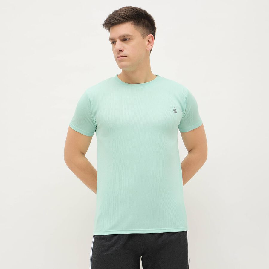 Men's Mint Green Crew Neck Athleisure T-Shirt, Aqua, large