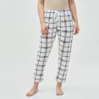 Women's White and Olive Checkered Elastic Waist Pyjama, सफ़ेद, small