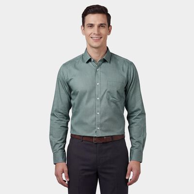 Men's Green Spread Collar Classic Formal Shirt