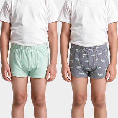 Boys Mid Blue Cotton Regular Fit Printed Trunks