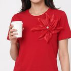 Women Fuchsia Round Neck Regular T-Shirt, Fuchsia, small