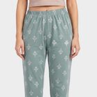 Women's Green Straight-Fit All-Over Print Lounge Pyjama, हल्का हरा, small