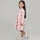Girls' Soft Pink Bow Print A-Line Frock, Light Pink, small image number null