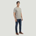 Men's Grey Round Neck Minimalist T-Shirt, हल्का ग्रे, small