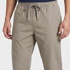 Men's Grey Slim Fit Flat-Front Trousers, Light Grey, small