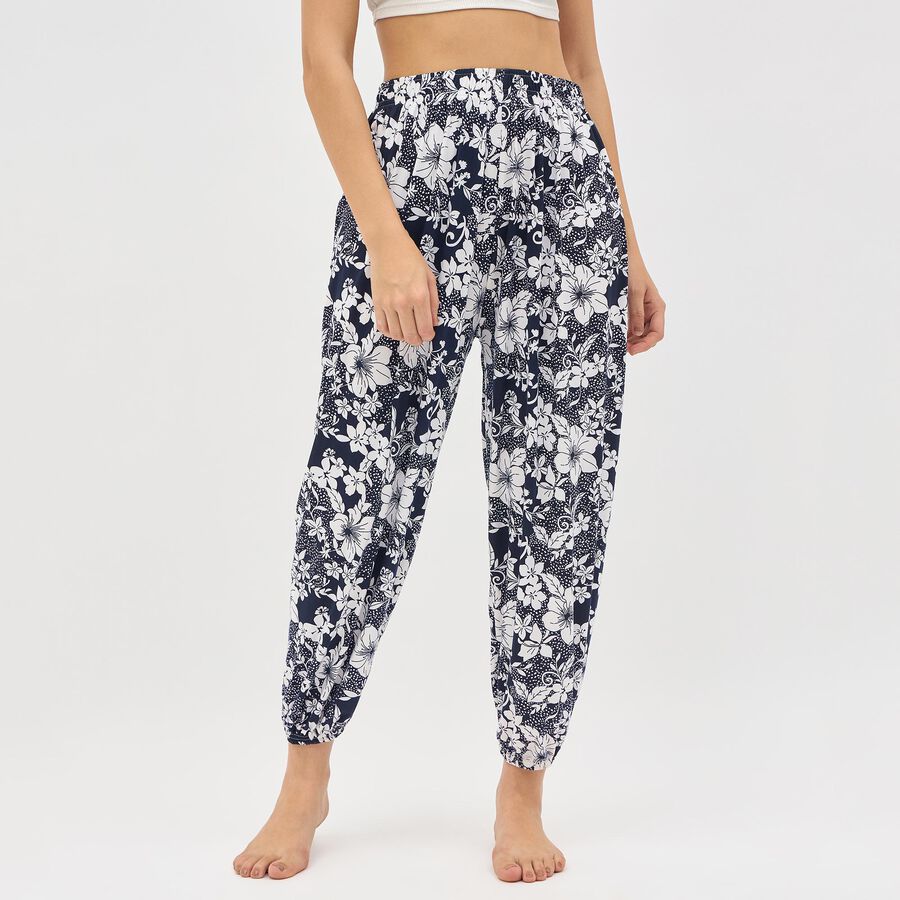 Women's Blue Skinny Fit Regular Style Harem Pants, Navy Blue, large image number null