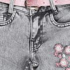 Girls Light Washed Grey Slim Fit Embroidered Jeans, हल्का ग्रे, small image number null