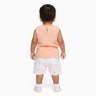 Infant Peach Cotton Sleeveless Casual Shorts Set, Peach, small