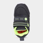 Boys Dark Charcoal Black and Neon Green Velcro Casual Sneakers, Grey, small image number null