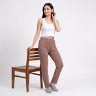 Women's Brown Straight Fit Heart Printed Pyjama, Brown, small