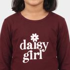 Girls Wine Round Neck Regular Top, Wine, small