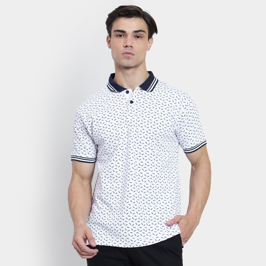 Men's 100% Cotton Collared Half Sleeves T-Shirt , Navy Blue, large image number null
