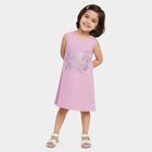 Girls' Lilac Glitter Print Sleeveless A-Line Frock, लाइलेक, small