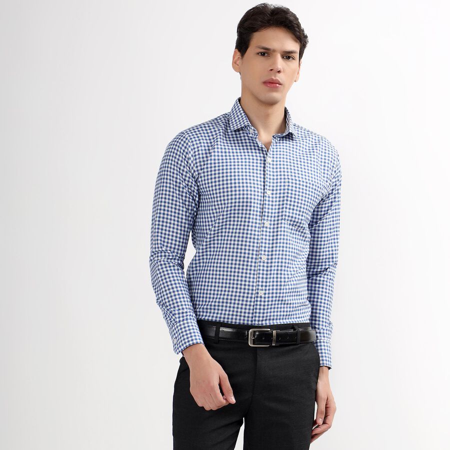 Men's Cut Away Collar Formal Shirt , Mid Blue, large image number null