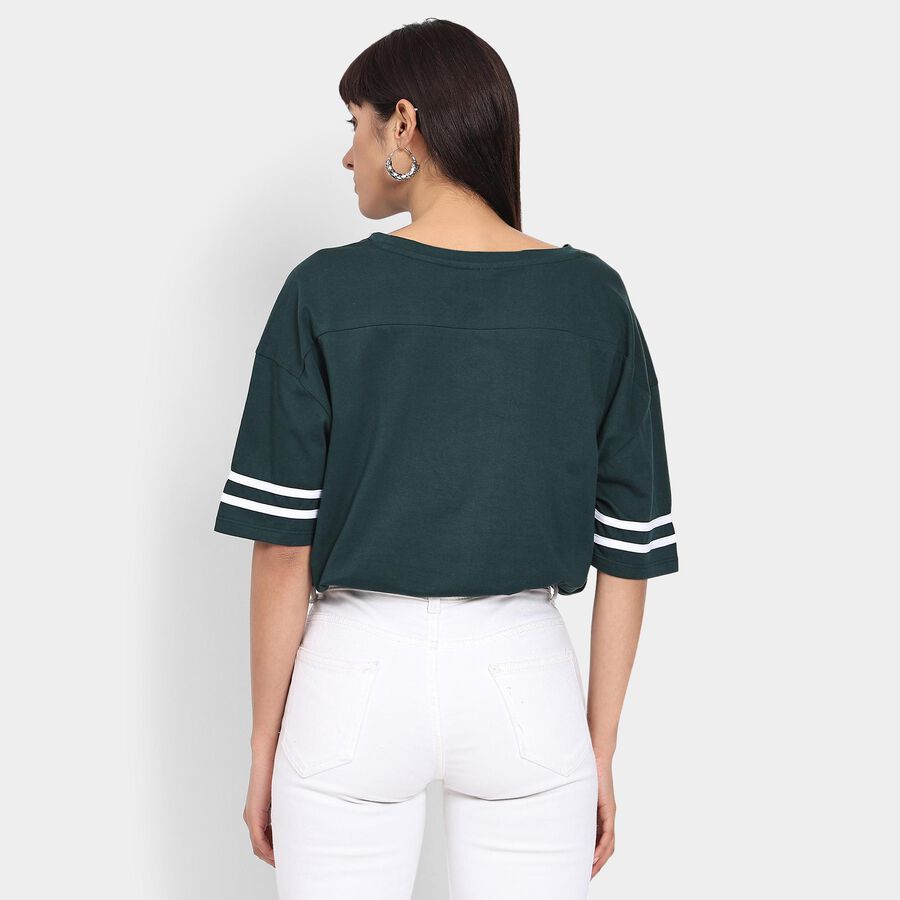 Ladies' 100% Cotton Crop  Top, गहरा हरा, large image number null