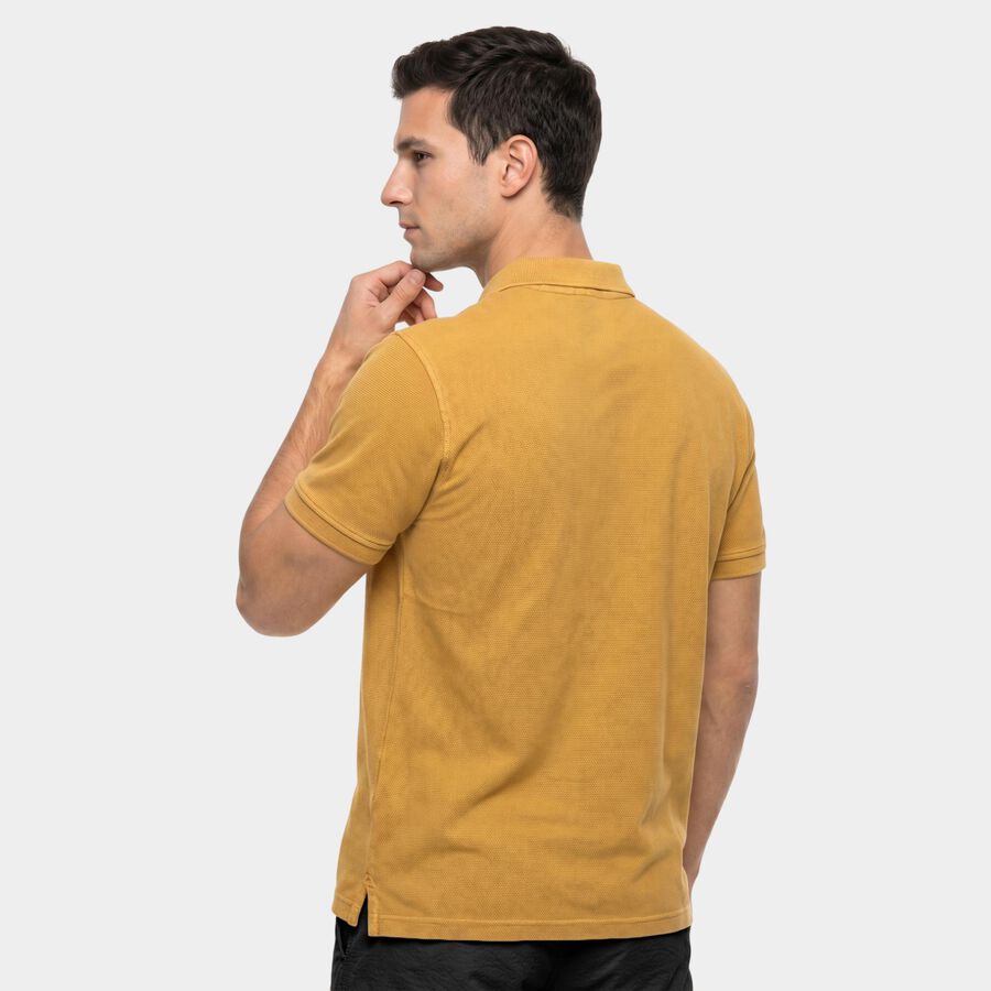 Men's Yellow Polo Neck Polo T-Shirt, पीला, large