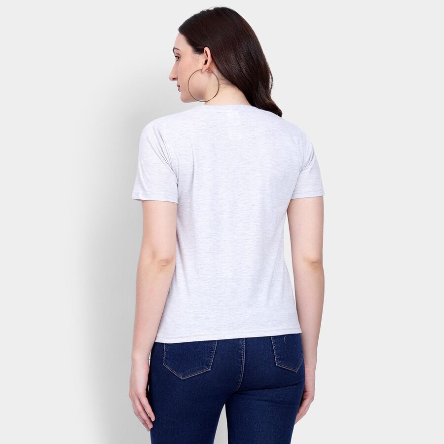 Ladies' Round Neck T-Shirt , मिश्रित हल्का ग्रे, large image number null