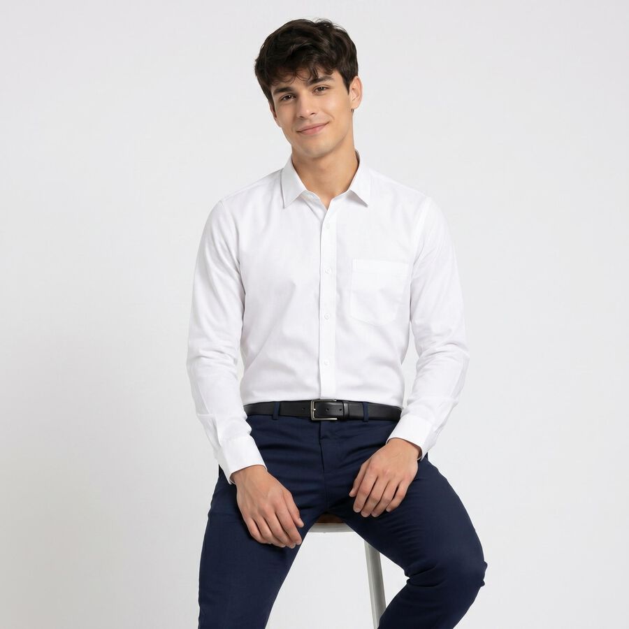 Men's White Regular Fit Formal Shirt, सफ़ेद, large