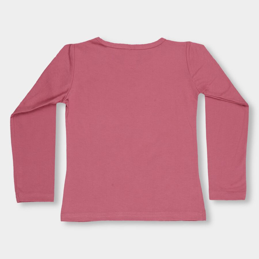 Girls Dusty Rose Pink Round Neck Casual Full Sleeve Top, गुलाबी, large image number null