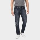 Men's Navy Blue Slim Fit Washed Jeans, Dark Blue, small