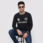 Men's Black Crew Neck Pullover Sweatshirt, Black, small