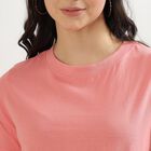 Women's Soft Pink Cotton Round Neck T-Shirt, Pink, small