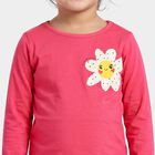 Girls Pink Round Neck Regular Top, गुलाबी, small