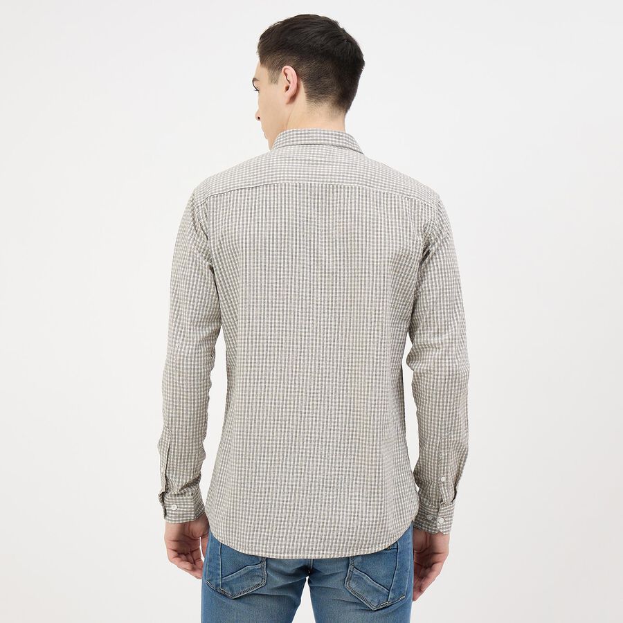 Men's Off-White Cotton Classic Collar Casual Shirt, Off White, large