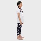 Girls Grey Cotton Casual Top and Capri Set, मिश्रित मध्यम ग्रे, small