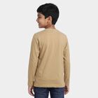 Boys Beige Round Neck Regular T-Shirt, Khaki, small