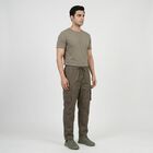 Men's Olive Green Slim Fit Casual Trousers, Olive, small
