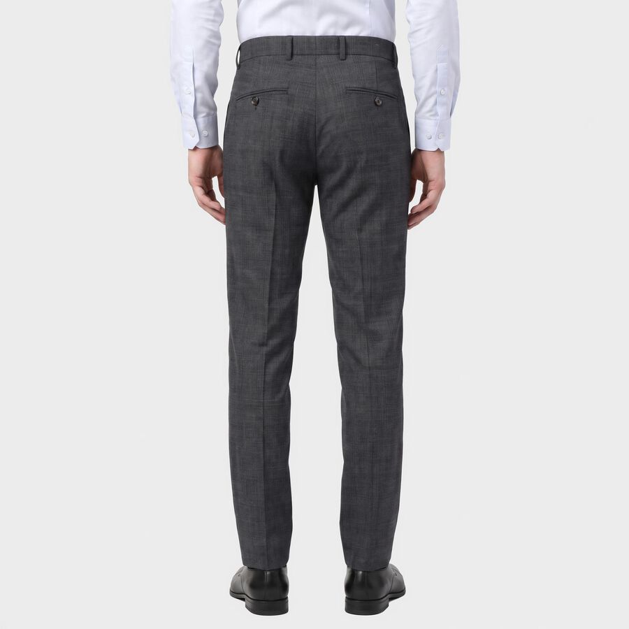 Men's Navy Blue Slim Fit Textured Formal Trousers, Navy Blue, large