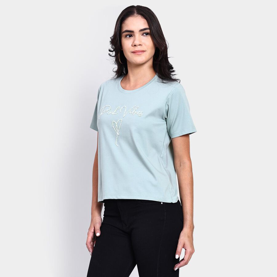 Ladies' Round Neck T-Shirt , हल्का हरा, large image number null