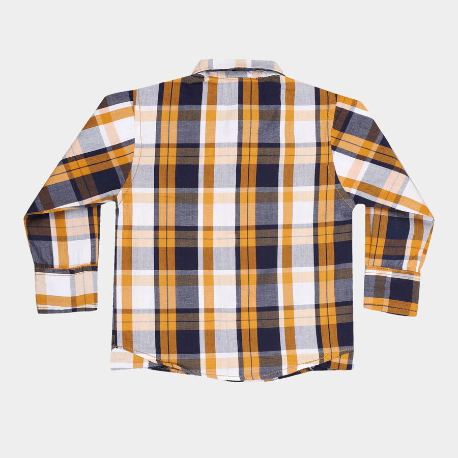 Infants Cotton Checks Casual Shirt, Mustard, large image number null