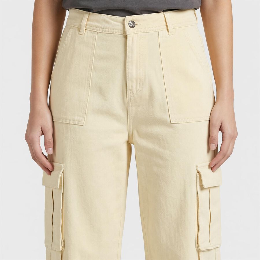 Women's Off White Wide Leg Cargo Jeans, Off White, large