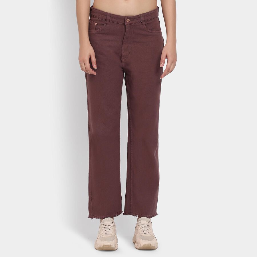 Ladies' 100% Cotton Jeans, मरून, large image number null