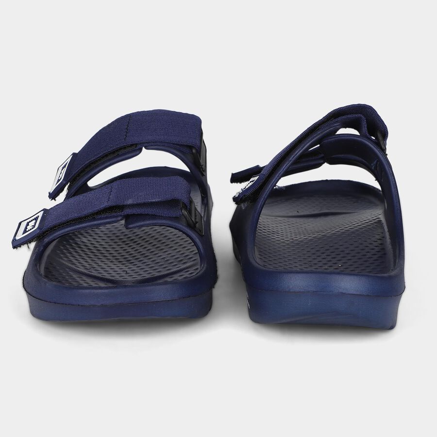 Men's Navy Blue Adjustable Strap Sliders, नेवी ब्लू, large
