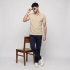Men's Beige Polo Neck Polo T-Shirt, गहरा पीला, small