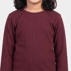 Girls' Maroon Long Sleeve Thermal, वाइन, small