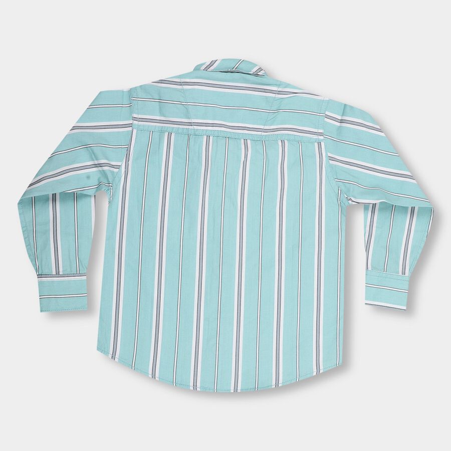 Boys Light Sage Green Cotton Button-Down Casual Shirt, Light Green, large image number null
