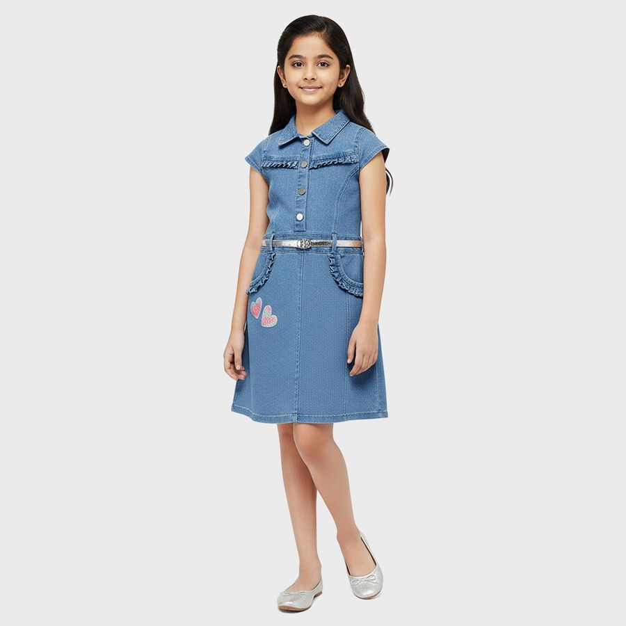 Girls' Frock, हल्का नीला, large
