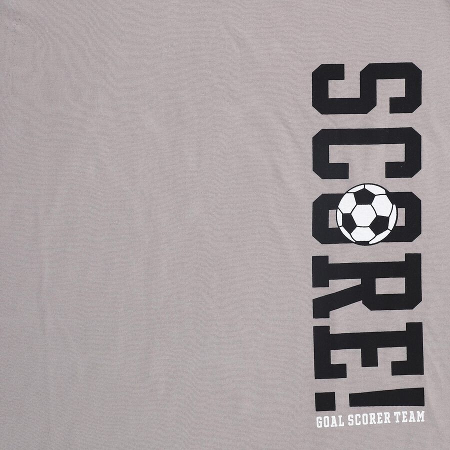 Boys Light Grey Round Neck Casual Half Sleeve T-Shirt, हल्का ग्रे, large image number null