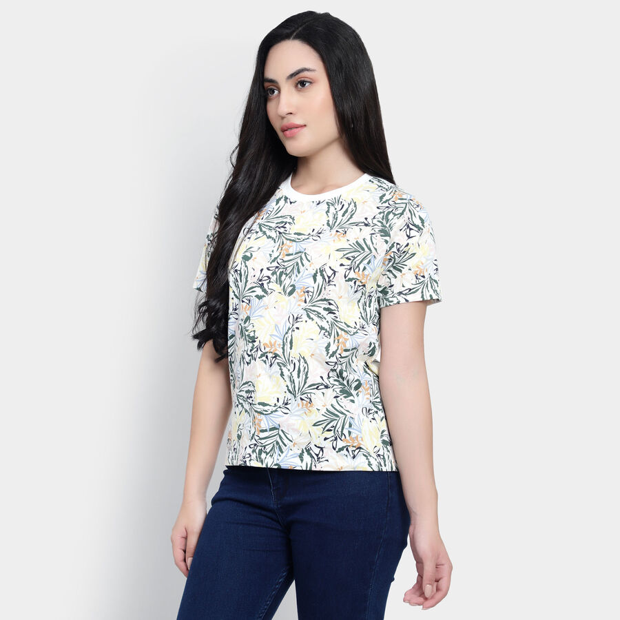Round Neck T-Shirt, White, large image number null