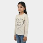 Girls Grey Round Neck Regular Top, हल्का ग्रे, small