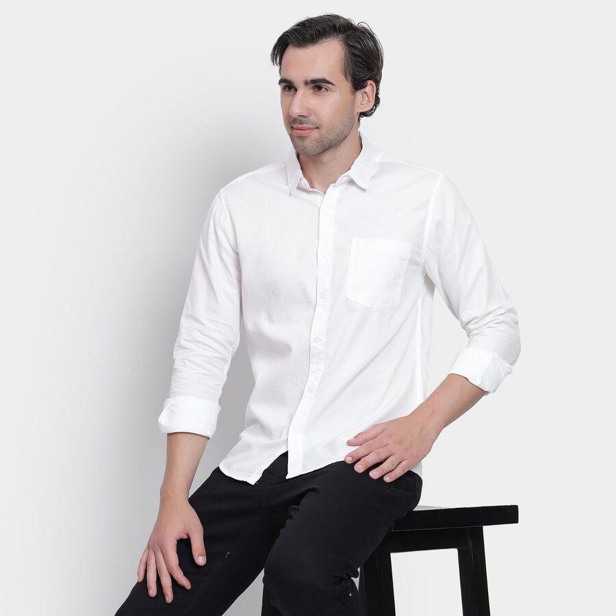 Men's Cotton Casual Shirt, सफ़ेद, large image number null