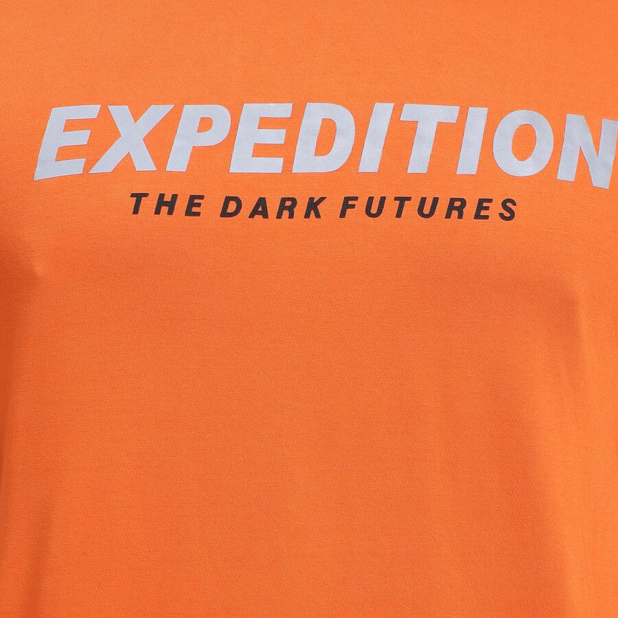 Men's 100% Cotton Round Neck Half Sleeves T-Shirt , Orange, large image number null