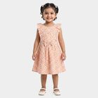 Girls' Light Pink Floral Printed Fit and Flare Frock, Light Pink, small