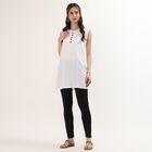 Women's White Slim Fit Solid Cotton Churidar, Black, small